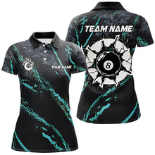 Load image into Gallery viewer, Personalized Grunge Turquoise 8 Ball Billiard Shirts For Women Custom 8 Ball Pool Team Jerseys TDM1820