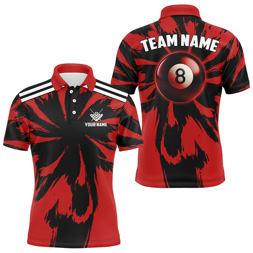 Personalized Funny Storm Red 8 Ball Pool Men Billiard Shirts Custom Unique Team Billiard Jerseys TDM2019