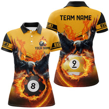 Load image into Gallery viewer, 3D Eagle Flying Custom Fire 8 Ball &amp; 9 Ball Billiard Shirts For Women, Best Team Billiard Jerseys TDM2236