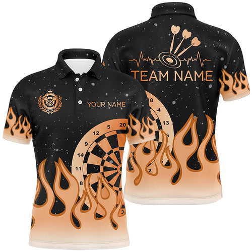 Orange Dartboard Fire Flame Men Darts Polo & Quarter-Zip Shirt Custom Team Jersey Darts Gifts TDM2740