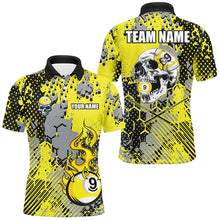 Load image into Gallery viewer, Grunge Yellow 9 Ball Pool Paint Dot Pattern Custom Men Billiard Shirt, Skull 9 Ball Billiard Jersey TDM2743