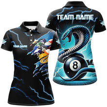 Load image into Gallery viewer, Blue Lightning Thunder Custom Cobra Snake 8 Ball Billiard Shirts, Women Billiard League Team Jerseys TDM2745