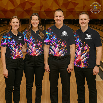 Glowing Funny Butterfly Bowling Shirt For Men Custom Colorful Bowling Team Jersey, Bowling Gifts TDM7883