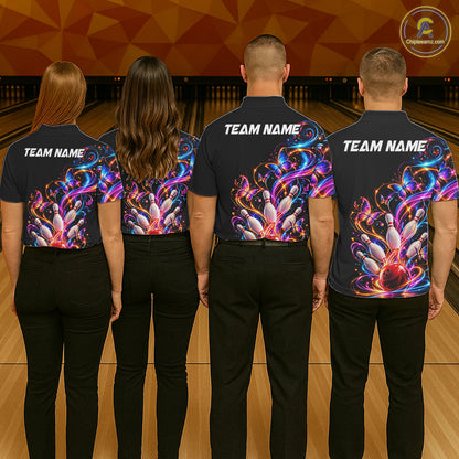 Glowing Funny Butterfly Bowling Shirt For Men Custom Colorful Bowling Team Jersey, Bowling Gifts TDM7883