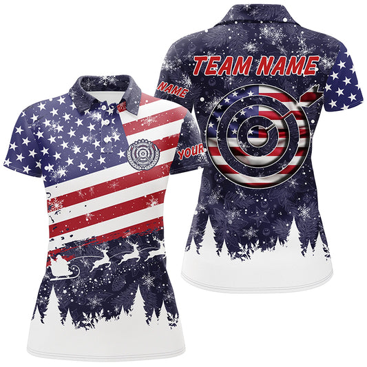 Funny Christmas US Archery Target Custom Polo Shirts For Women Best Archery Christmas Shirts Ever TDM0583