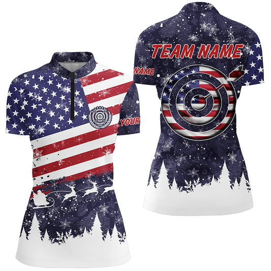 Funny Christmas US Archery Target Custom Women Quarter-Zip Shirts, Archery Christmas Shirts TDM0583