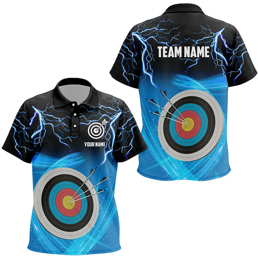 Custom Archery 3d Target Thunder Lightning Polo Shirts For Kid, Best Archery Team Shirts |Blue TDM0737