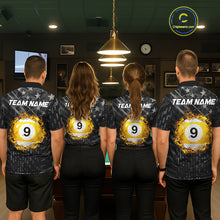 Load image into Gallery viewer, Black US Flag 9 Ball Fire Billiard Shirt For Women Custom Pool Team Billiard Jersey Polo &amp; 1/4 Zip TDM5461