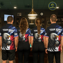 Load image into Gallery viewer, Texas Flag Eagle 8 Ball Men's Billiard Polo &amp; 1/4 Zip Custom Patriotic Team Billiard Pool Jersey TDM5464