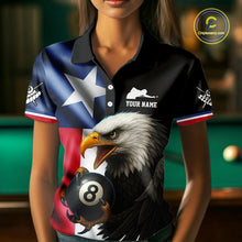 Load image into Gallery viewer, Texas Flag Eagle 8 Ball Women's Billiard Polo &amp; 1/4 Zip Custom Patriotic Team Billiard Pool Jersey TDM5464