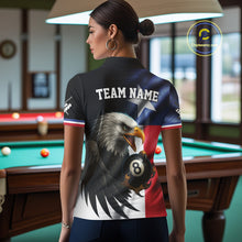 Load image into Gallery viewer, Texas Flag Eagle 8 Ball Women's Billiard Polo &amp; 1/4 Zip Custom Patriotic Team Billiard Pool Jersey TDM5464