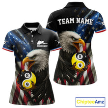 Load image into Gallery viewer, American Flag Yin-Yang 8&amp;9 Ball Eagle Billiard Shirt For Women Custom Patriotic Billiard Team Jersey TDM5465