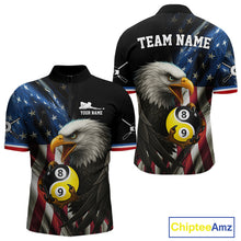 Load image into Gallery viewer, American Flag Yin-Yang 8&amp;9 Ball Eagle Billiard Shirt For Men Custom Patriotic Billiard Team Jersey TDM5465