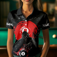 Load image into Gallery viewer, Black And Red Grunge Death Skeleton 8 Ball Billiard Shirt For Women Custom Cool Billiard Team Jersey TDM3433