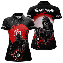 Load image into Gallery viewer, Black And Red Grunge Death Skeleton 8 Ball Billiard Shirt For Women Custom Cool Billiard Team Jersey TDM3433