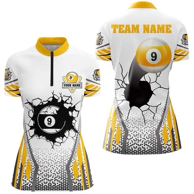 Funny 9 Ball Pool Women Billiards Quarter-Zip Shirts Custom 9 Ball Billiard Jerseys Attire TDM1242