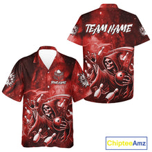 Load image into Gallery viewer, Funny Red Grim Reaper Galaxy Hawaiian Bowling Shirt For Women Custom Bowling Team Jersey Outfit TDM6078