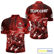 Load image into Gallery viewer, Funny Red Grim Reaper Galaxy Bowling Shirt For Men Custom Bowling Team Jersey Polo &amp; 1/4 Zip TDM6078
