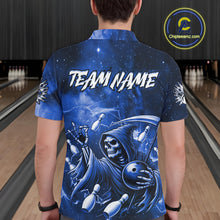 Load image into Gallery viewer, Funny Blue Grim Reaper Galaxy Bowling Shirt For Men Custom Bowling Team Jersey Polo &amp; 1/4 Zip TDM6079