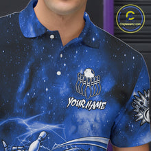 Load image into Gallery viewer, Funny Blue Grim Reaper Galaxy Bowling Shirt For Men Custom Bowling Team Jersey Polo &amp; 1/4 Zip TDM6079