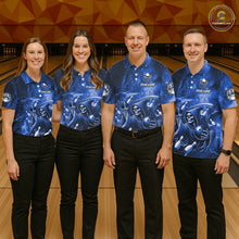 Load image into Gallery viewer, Funny Blue Grim Reaper Galaxy Bowling Shirt For Men Custom Bowling Team Jersey Polo &amp; 1/4 Zip TDM6079