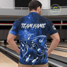 Load image into Gallery viewer, Funny Blue Grim Reaper Galaxy Bowling Shirt For Men Custom Bowling Team Jersey Polo &amp; 1/4 Zip TDM6079
