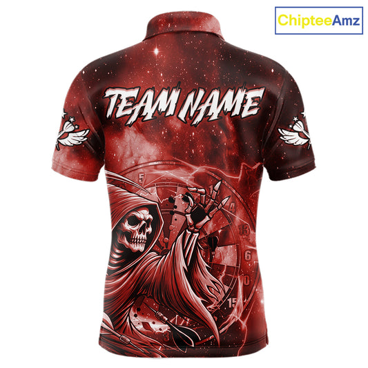 Red Grim Reaper Galaxy Dart Shirt For Men Custom Darts Jersey Pocket Option TDM6081