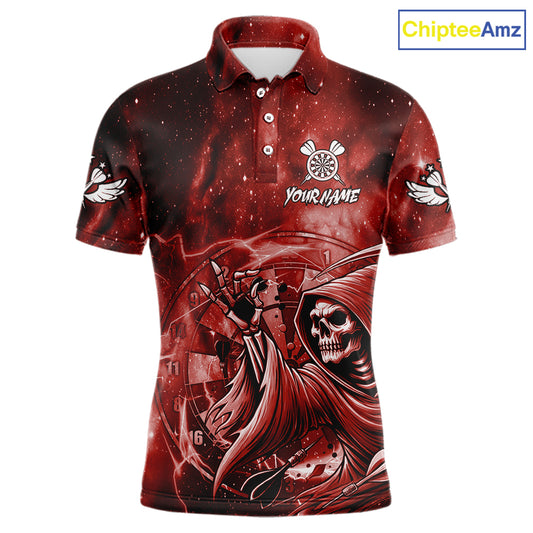 Red Grim Reaper Galaxy Dart Shirt For Men Custom Darts Jersey Pocket Option TDM6081