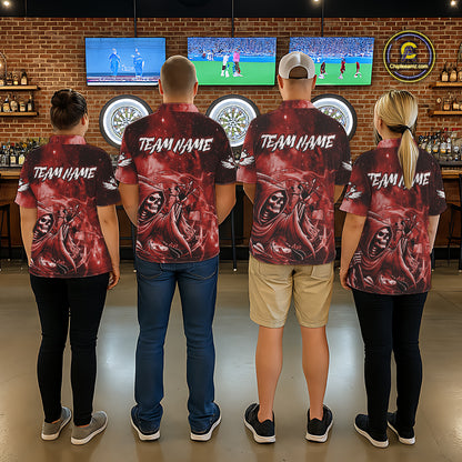 Red Grim Reaper Galaxy Dart Shirt For Women Custom Darts Jersey Pocket Option TDM6081