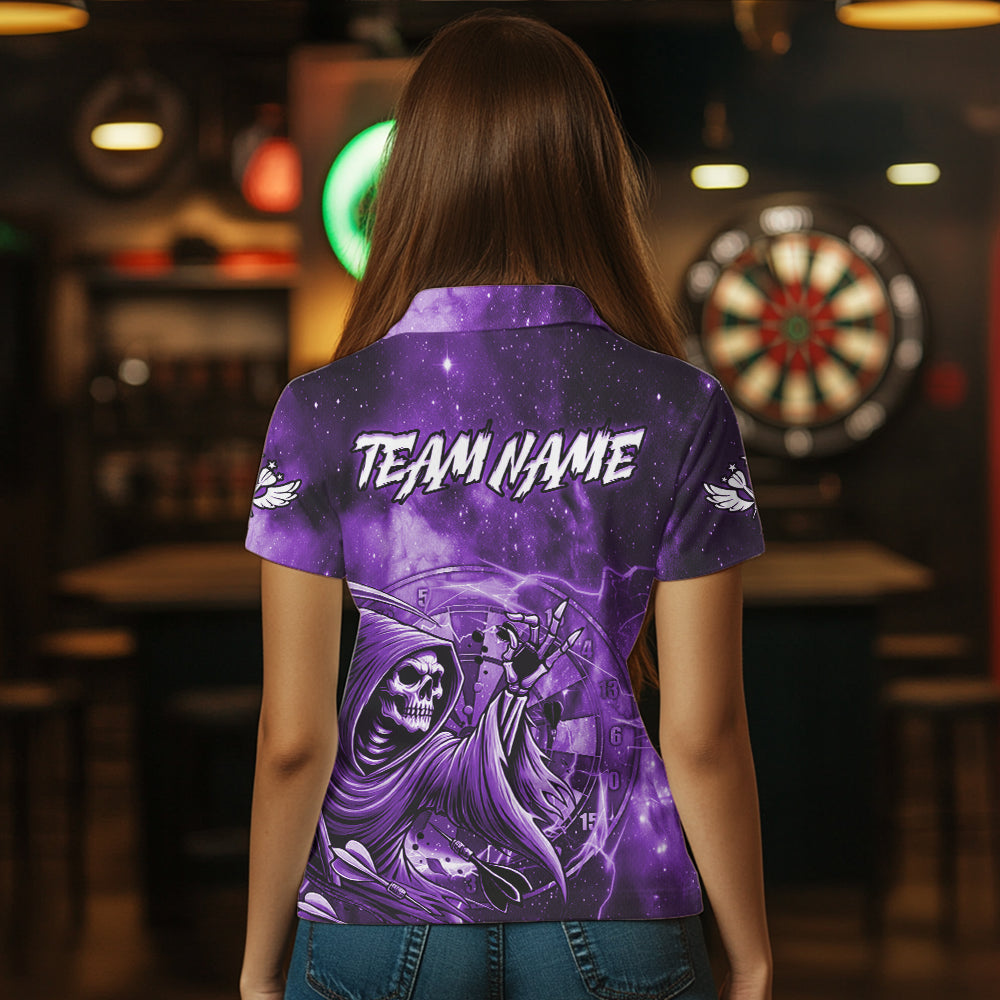 Purple Grim Reaper Dart Shirt With Pocket Option For Women Custom Darts Jersey TDM6083