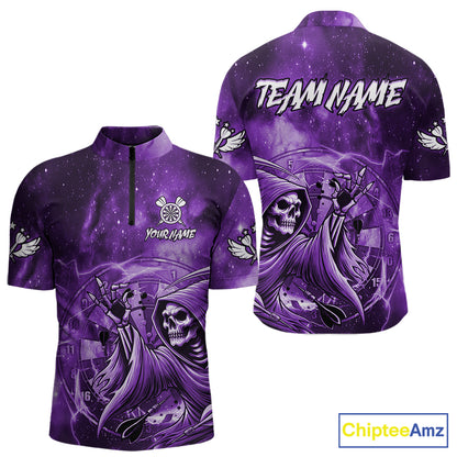 Purple Grim Reaper Dart Shirt With Pocket Option For Men Custom Darts Jersey TDM6083