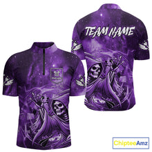 Load image into Gallery viewer, Purple Grim Reaper Dart Shirt With Pocket Option For Men Custom Darts Jersey TDM6083