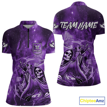 Purple Grim Reaper Dart Shirt With Pocket Option For Women Custom Darts Jersey TDM6083