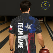 Load image into Gallery viewer, Personalized Texas Flag Smoke Hawaiian Bowling Shirt For Women, Patriotic Bowling Team Jersey TDM6088