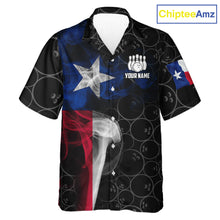 Load image into Gallery viewer, Personalized Texas Flag Smoke Hawaiian Bowling Shirt For Women, Patriotic Bowling Team Jersey TDM6088