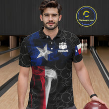 Load image into Gallery viewer, Personalized Texas Flag Smoke Bowling Shirt For Men, Patriotic Bowling Team Jersey Polo &amp; 1/4 Zip TDM6088