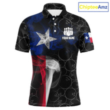 Load image into Gallery viewer, Personalized Texas Flag Smoke Bowling Shirt For Men, Patriotic Bowling Team Jersey Polo &amp; 1/4 Zip TDM6088
