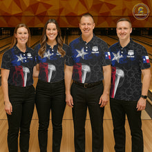 Load image into Gallery viewer, Personalized Texas Flag Smoke Bowling Shirt For Women, Patriotic Bowling Team Jersey Polo &amp; 1/4 Zip TDM6088