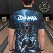 Load image into Gallery viewer, Custom Blue Lightning Cobra Snake Bowling Shirt For Men, Bowling Team Jersey Polo &amp; 1/4 Zip TDM6350