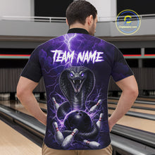 Load image into Gallery viewer, Custom Purple Lightning Cobra Snake Bowling Shirt For Men, Bowling Team Jersey Polo &amp; 1/4 Zip TDM6351