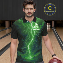 Load image into Gallery viewer, Custom Green Lightning Cobra Snake Bowling Shirt For Men, Bowling Team Jersey Polo &amp; 1/4 Zip TDM6352