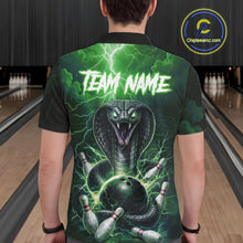 Load image into Gallery viewer, Custom Green Lightning Cobra Snake Bowling Shirt For Men, Bowling Team Jersey Polo &amp; 1/4 Zip TDM6352