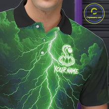Load image into Gallery viewer, Custom Green Lightning Cobra Snake Bowling Shirt For Men, Bowling Team Jersey Polo &amp; 1/4 Zip TDM6352