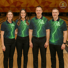 Load image into Gallery viewer, Custom Green Lightning Cobra Snake Bowling Shirt For Men, Bowling Team Jersey Polo &amp; 1/4 Zip TDM6352