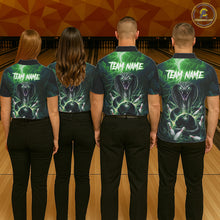 Load image into Gallery viewer, Custom Green Lightning Cobra Snake Bowling Shirt For Men, Bowling Team Jersey Polo &amp; 1/4 Zip TDM6352