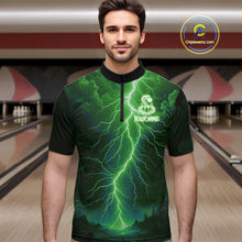 Load image into Gallery viewer, Custom Green Lightning Cobra Snake Bowling Shirt For Men, Bowling Team Jersey Polo &amp; 1/4 Zip TDM6352