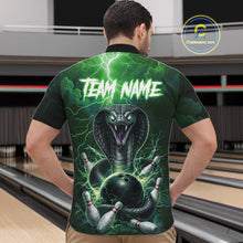 Load image into Gallery viewer, Custom Green Lightning Cobra Snake Bowling Shirt For Men, Bowling Team Jersey Polo &amp; 1/4 Zip TDM6352