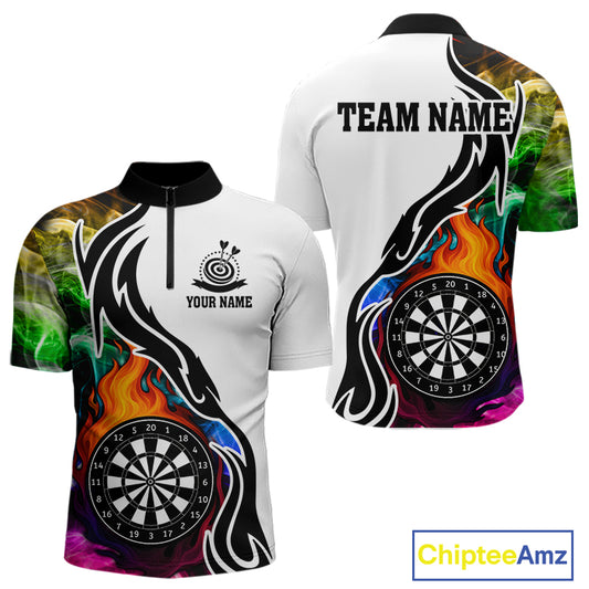 Colorful Rainbow Smoke Dart Shirts For Men Custom Team Polo & Quarter Zip Darts Jerseys Outfit TDM4007