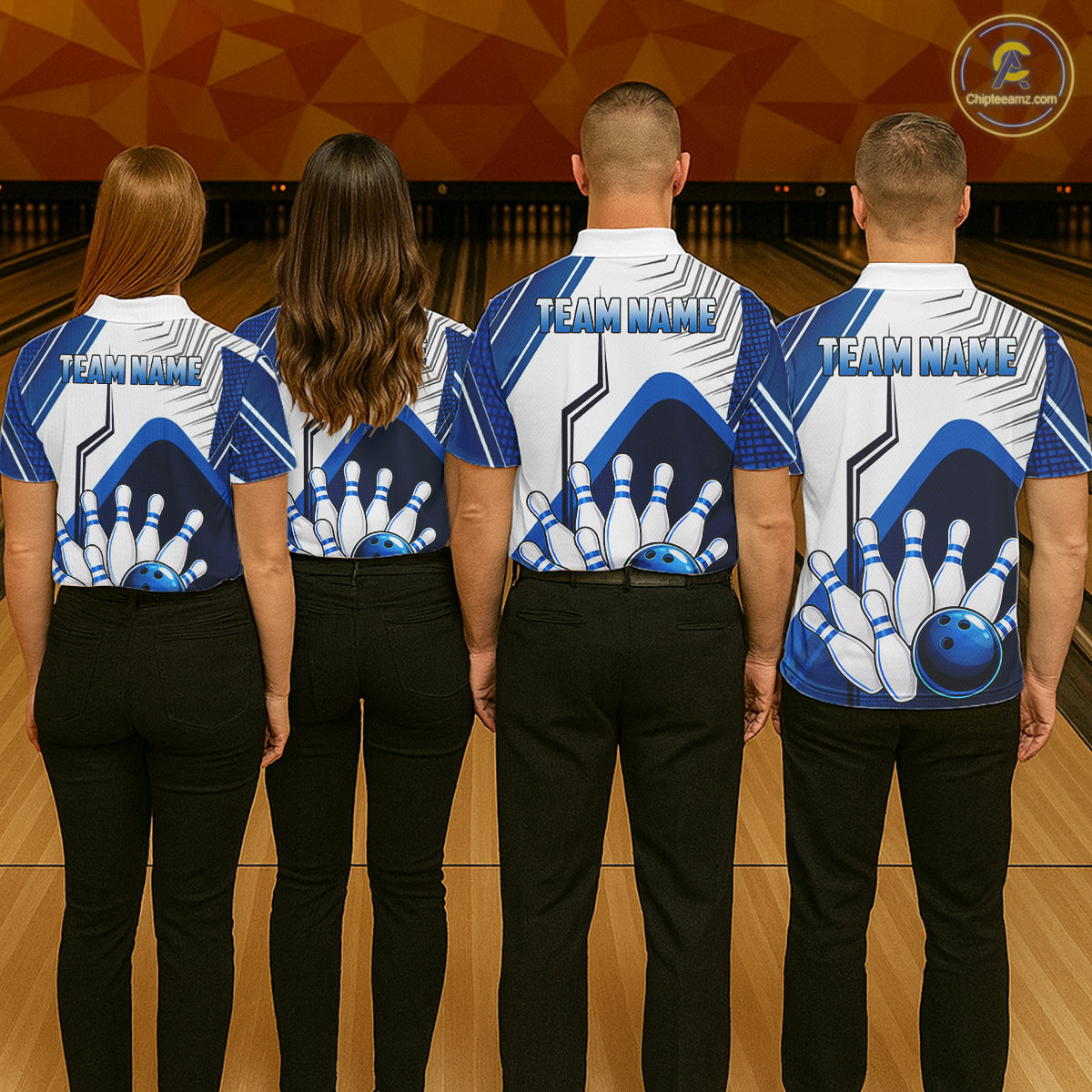 Custom White And Blue Bowling Ball Polo & Quarter Zip For Men, Bowling Team Shirts, Bowling Jersey TDM6525