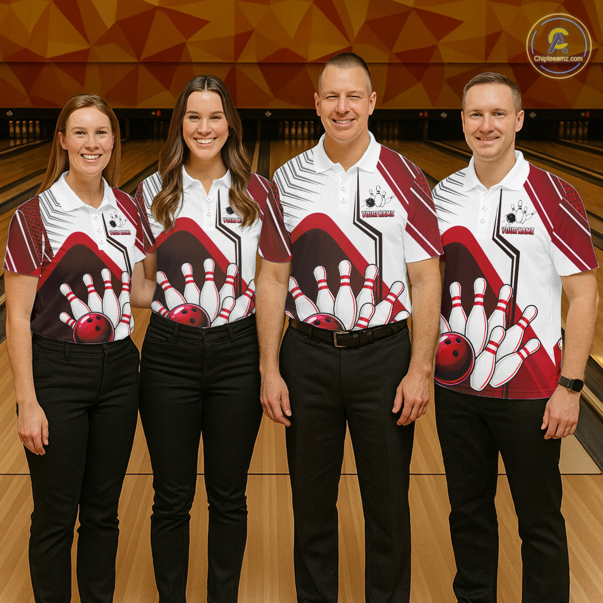 Custom White And Red Bowling Ball Polo & Quarter Zip For Men, Bowling Team Shirts, Bowling Jersey TDM6526